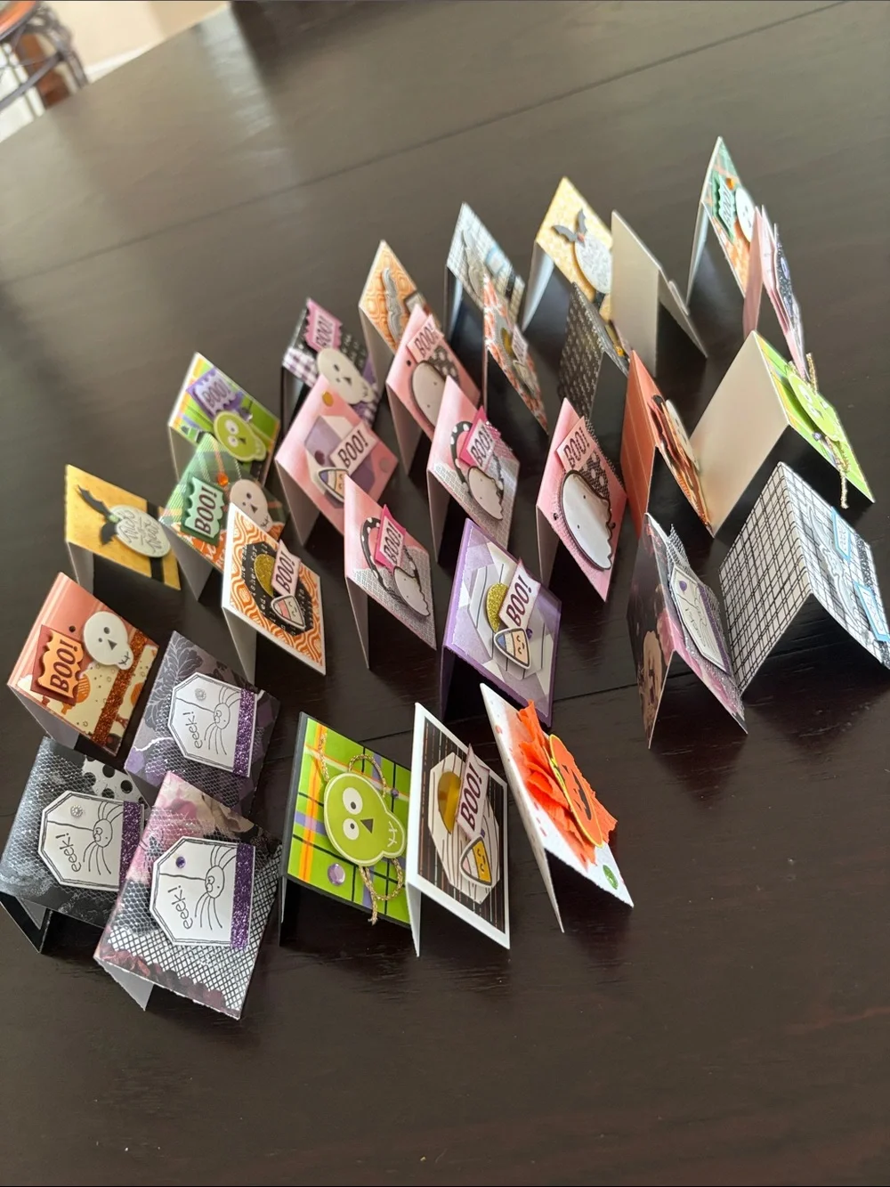 New Handmade Halloween Mini Foldable Surprise Cards - Set of 30, Colorful 2 x 2